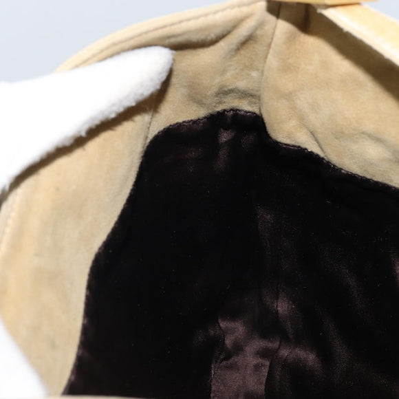 FENDI Mamma Baguette Schoudertas Suède Beige Goud Auth ARZ775