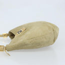 FENDI Mamma Baguette Shoulder Bag Suede Beige Gold Auth ARZ775-4