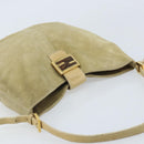 FENDI Mamma Baguette Schoudertas Suède Beige Goud Auth ARZ775-6