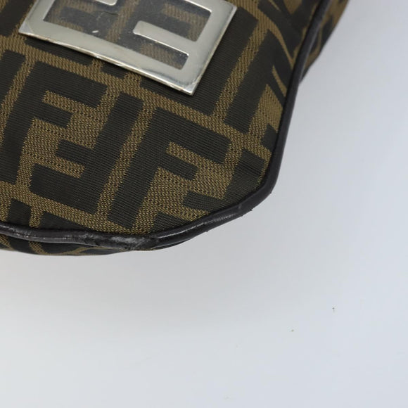 FENDI Zucca Canvas Shoulder Bag Brown Black Auth ARZ776