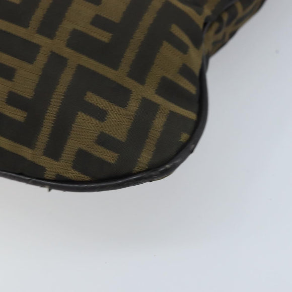 FENDI Zucca Canvas Shoulder Bag Brown Black Auth ARZ776