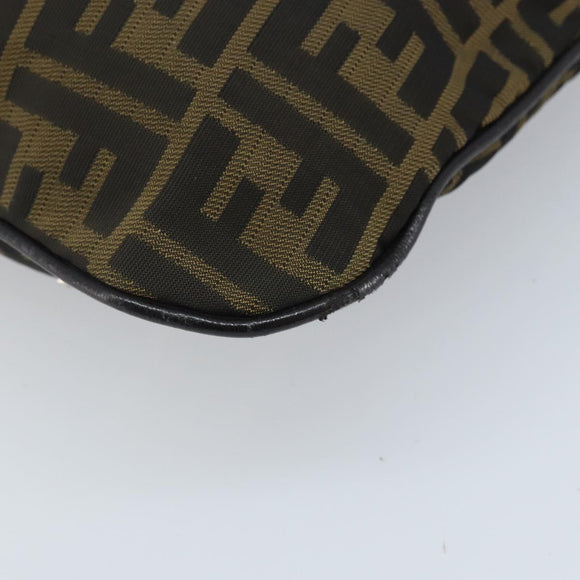 FENDI Zucca Canvas Shoulder Bag Brown Black Auth ARZ776