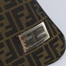 FENDI Zucca Canvas Shoulder Bag Brown Black Auth ARZ776-10