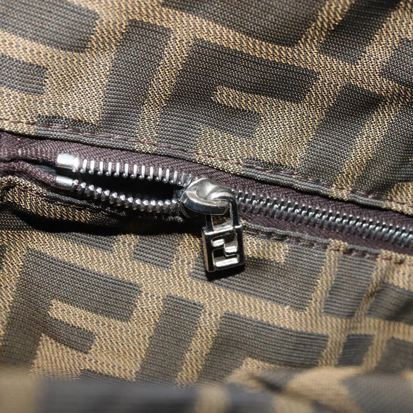 FENDI Zucca Canvas Shoulder Bag Brown Black Auth ARZ776