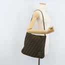 FENDI Zucca Canvas Shoulder Bag Brown Black Auth ARZ776-22