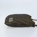 FENDI Zucca Canvas Shoulder Bag Brown Black Auth ARZ776-3