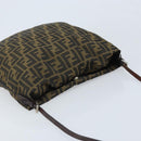FENDI Zucca Canvas Shoulder Bag Brown Black Auth ARZ776-6