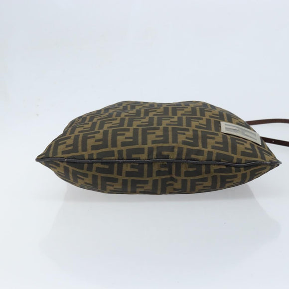 FENDI Zucca Canvas Shoulder Bag Brown Black Auth ARZ776