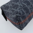 Christian Dior Trotter Canvas Pouch Navy Silver Auth ARZ782A-16