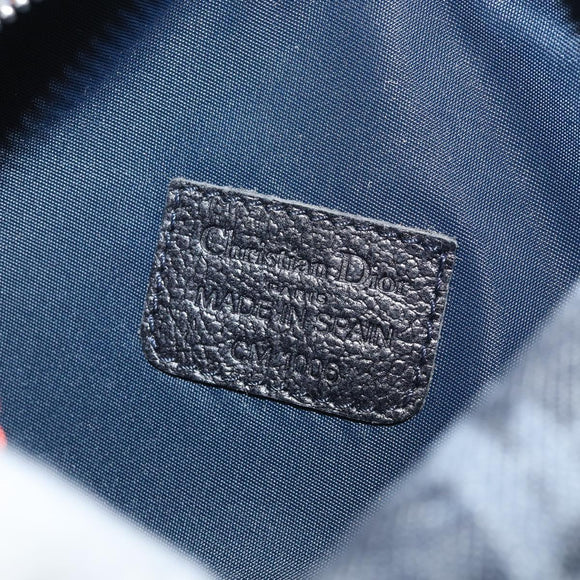 Christian Dior Trotter Canvas Pouch Navy Silver Auth ARZ782A