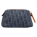 Christian Dior Trotter Canvas Pouch Navy Silver Auth ARZ782A-2