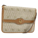 Christian Dior Honeycomb Canvas Shoulder Bag PVC Beige Gold Auth ARZ784-1