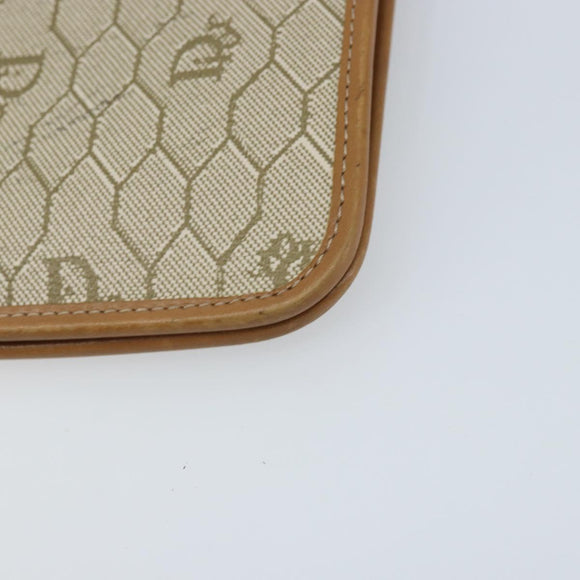 Christian Dior Honeycomb Canvas Shoulder Bag PVC Beige Gold Auth ARZ784