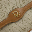 Christian Dior Honeycomb Canvas Shoulder Bag PVC Beige Gold Auth ARZ784-17