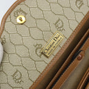 Christian Dior Honeycomb Canvas Shoulder Bag PVC Beige Gold Auth ARZ784-18