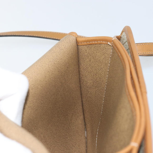 Christian Dior Honeycomb Canvas Shoulder Bag PVC Beige Gold Auth ARZ784