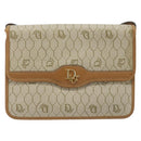 Christian Dior Honeycomb Canvas Shoulder Bag PVC Beige Gold Auth ARZ784-13
