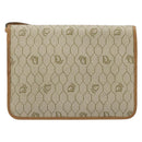 Christian Dior Honeycomb Canvas Shoulder Bag PVC Beige Gold Auth ARZ784-2