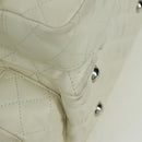 CHANEL Cambon Line Matelasse Hand Bag Leather White Silver CC Auth ARZ785SAM-16