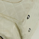 CHANEL Cambon Line Matelasse Hand Bag Leather White Silver CC Auth ARZ785SAM-18