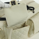 CHANEL Cambon Line Matelasse Hand Bag Leather White Silver CC Auth ARZ785SAM-21