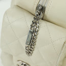 CHANEL Cambon Line Matelasse Hand Bag Leather White Silver CC Auth ARZ785SAM-24