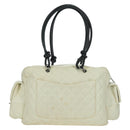 CHANEL Cambon Line Matelasse Hand Bag Leather White Silver CC Auth ARZ785SAM-2
