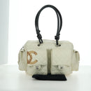 CHANEL Cambon Line Matelasse Hand Bag Leather White Silver CC Auth ARZ785SAM-12