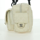 CHANEL Cambon Line Matelasse Hand Bag Leather White Silver CC Auth ARZ785SAM-4