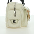 CHANEL Cambon Line Matelasse Hand Bag Leather White Silver CC Auth ARZ785SAM-5