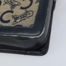 CELINE C Sulky Horse Carriage Shoulder Bag Canvas Navy Gold Auth ARZ786-16