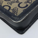CELINE C Sulky Horse Carriage Shoulder Bag Canvas Navy Gold Auth ARZ786-17