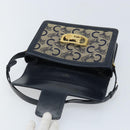 CELINE C Sulky Horse Carriage Shoulder Bag Canvas Navy Gold Auth ARZ786-10