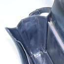 CELINE C Sulky Horse Carriage Shoulder Bag Canvas Navy Gold Auth ARZ786-21