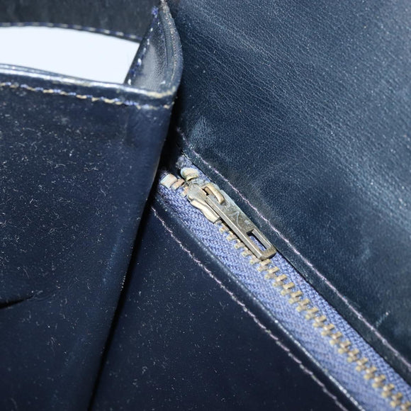 CELINE C Sulky Horse Carriage Shoulder Bag Canvas Navy Gold Auth ARZ786