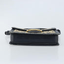 CELINE C Sulky Horse Carriage Shoulder Bag Canvas Navy Gold Auth ARZ786-5