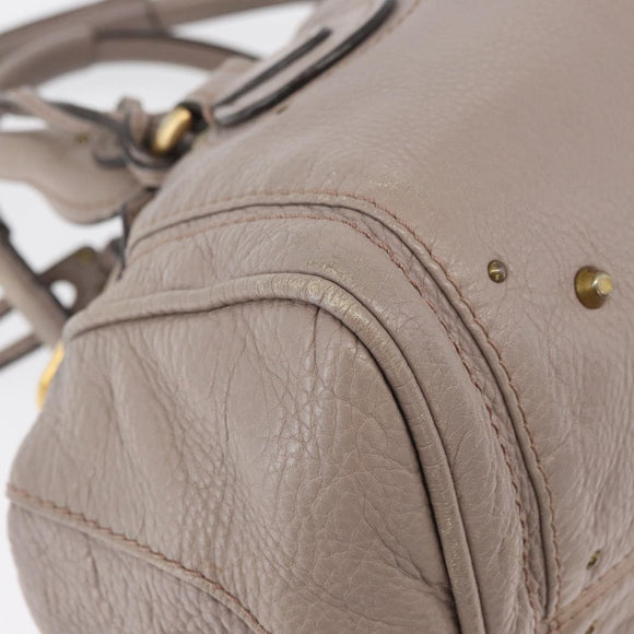 Chloe Paddington Hand Bag Leather Gray Gold Silver Auth ARZ787V