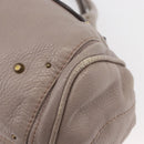 Chloe Paddington Hand Bag Leather Gray Gold Silver Auth ARZ787V-17