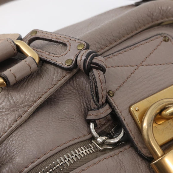 Chloe Paddington Hand Bag Leather Gray Gold Silver Auth ARZ787V