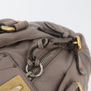 Chloe Paddington Hand Bag Leather Gray Gold Silver Auth ARZ787V-21