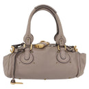 Chloe Paddington Hand Bag Leather Gray Gold Silver Auth ARZ787V-13