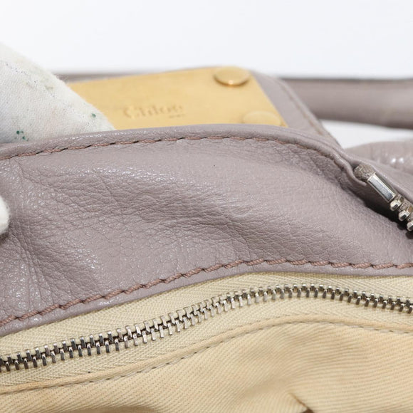 Chloe Paddington Hand Bag Leather Gray Gold Silver Auth ARZ787V