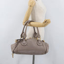 Chloe Paddington Hand Bag Leather Gray Gold Silver Auth ARZ787V-29