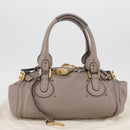 Chloe Paddington Hand Bag Leather Gray Gold Silver Auth ARZ787V-12