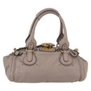 Chloe Paddington Hand Bag Leather Gray Gold Silver Auth ARZ787V-2
