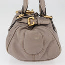 Chloe Paddington Hand Bag Leather Gray Gold Silver Auth ARZ787V-3