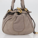 Chloe Paddington Hand Bag Leather Gray Gold Silver Auth ARZ787V-4