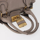 Chloe Paddington Hand Bag Leather Gray Gold Silver Auth ARZ787V-8