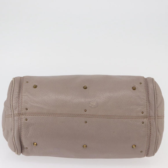 Chloe Paddington Hand Bag Leather Gray Gold Silver Auth ARZ787V