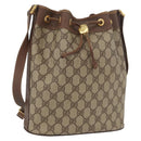GUCCI GG Supreme Shoulder Bag PVC Beige Gold Auth ARZ789-1